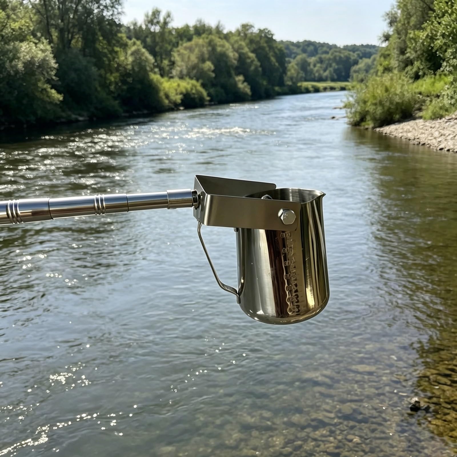 MLYAYE 500 1000 ML Stainless Steel Beaker Pendulum for Water Sampler, Professional Long Reach Water Sampling Dipper Equipment for Depth Water/Short Long Distances(1000ml,3.2-8.2ft/1-2.5m)