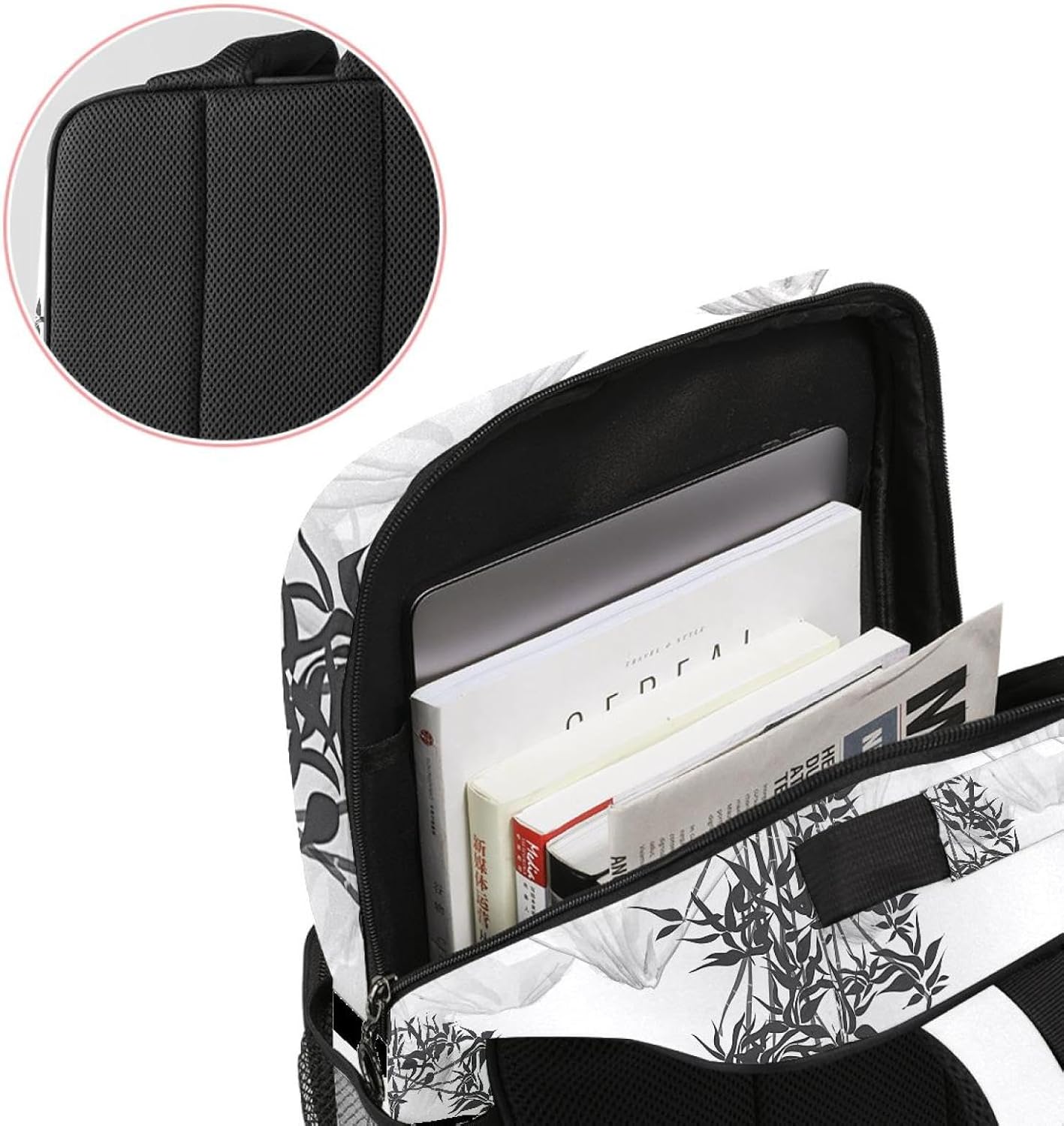 [suojapuku] 女性用の小さなバックパック、ミニ バックパック トラベル バッグ、墨の木の山、女の子のためのブックバッグキャ