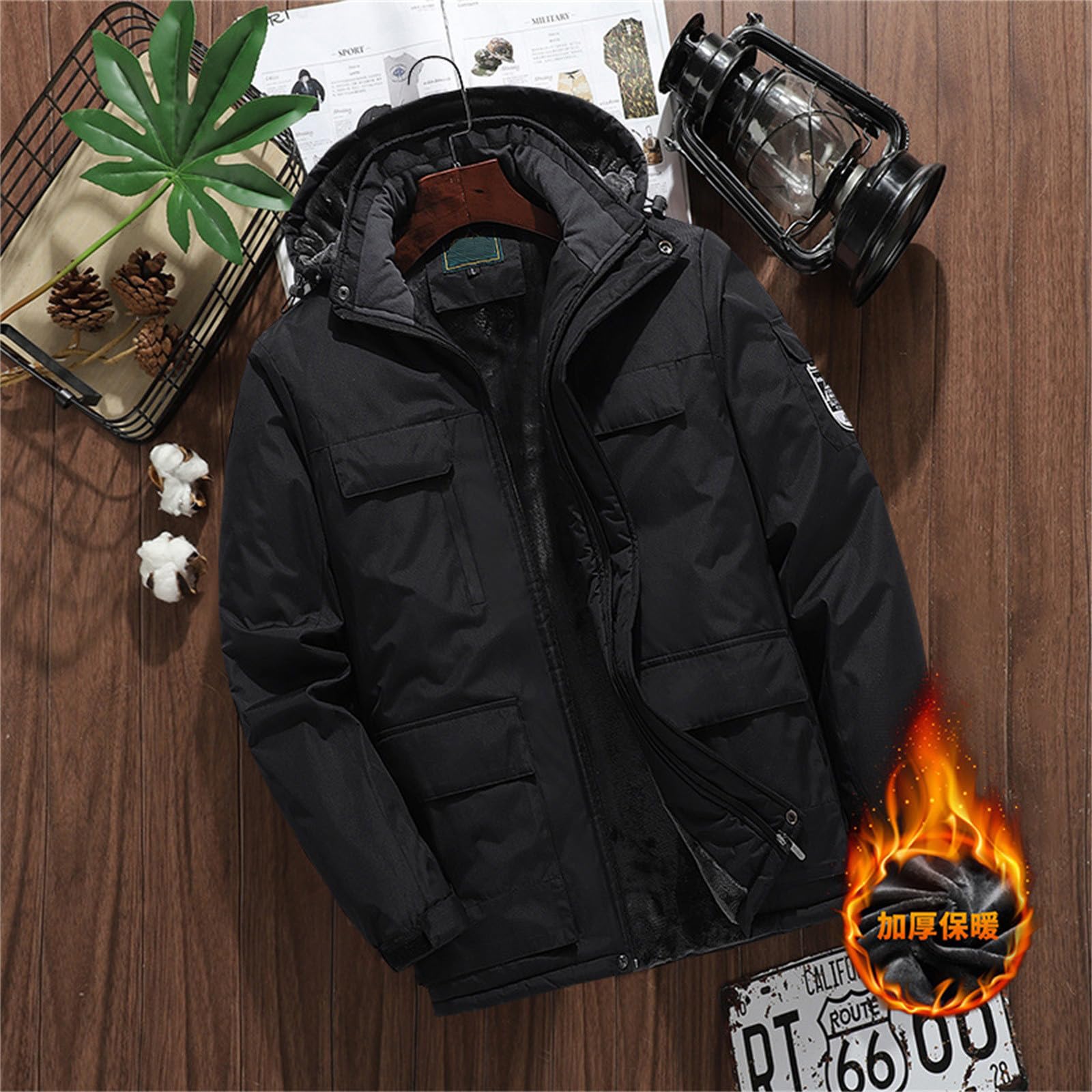 Generisch Chaquetas de Invierno para Hombre Abrigo Talla Grande Esquí Senderismo L 4XL