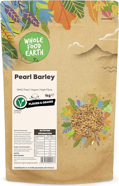 Wholefood Earth Pearl Barley 1kg | GMO Free | Vegan | High Fibre