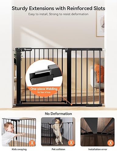 Miniatura 2 de COMOMY Puerta de bebé de 30 pulgadas de alto para puertas de escaleras, se adapta a aberturas de 29.5 a 46 pulgadas de ancho, puerta de perro extra