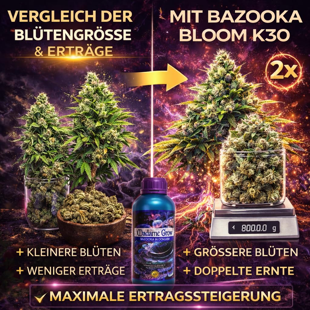 MADAME GROW - Płynny nawóz organiczny - Nawóz na kwitnienie - Wzmacniacz pąków - Super koncentrat potasu - BAZOOKA BLOOM K30 - (1L)