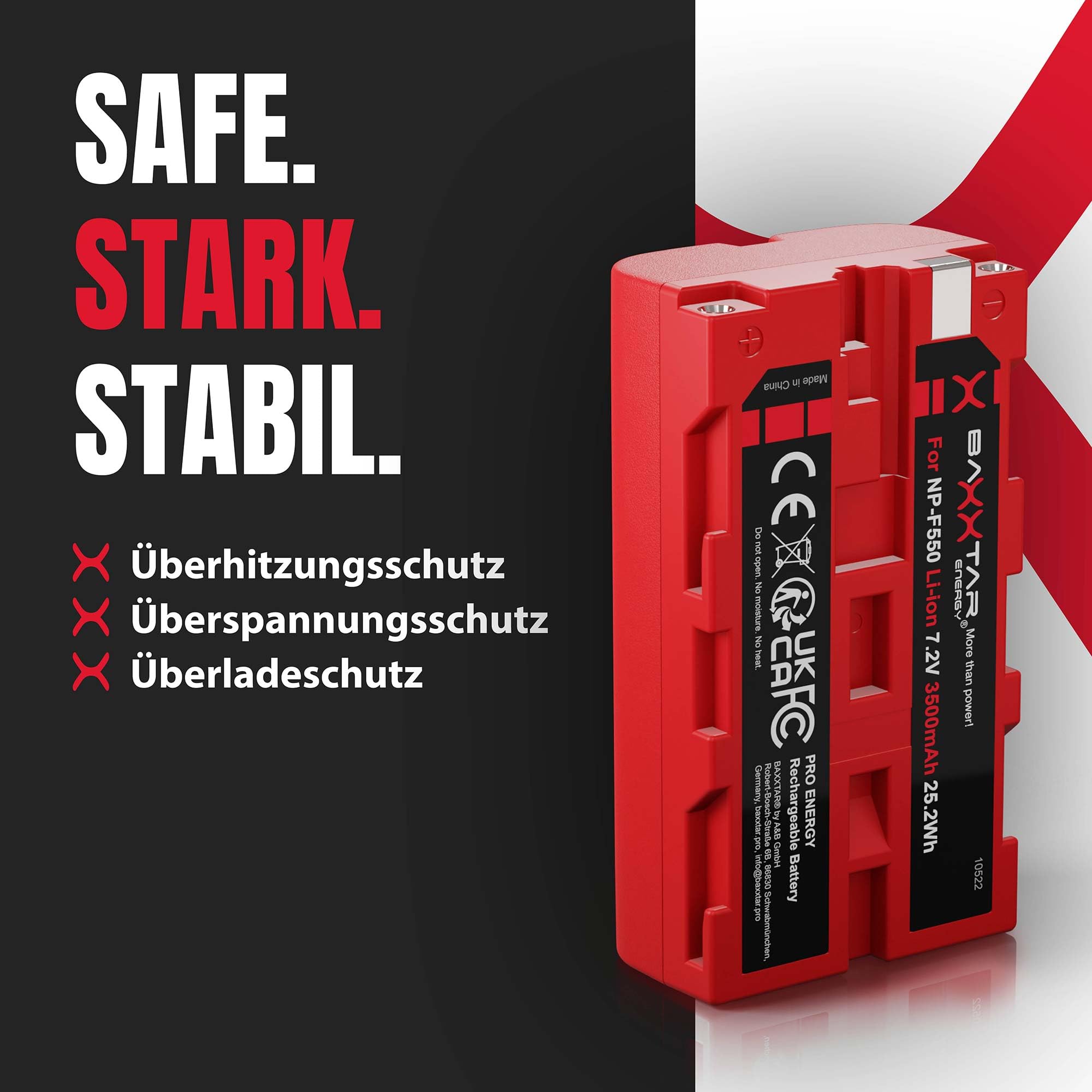 Baxxtar PRO NP-F550 NP-F570 Akku 3500 mAh 2X - LG Cells Inside - CCD-RV100 CCD-RV200 CN-160 CN-216 CN-304 YN-300 VL-600 LED Video - Ninja Phone