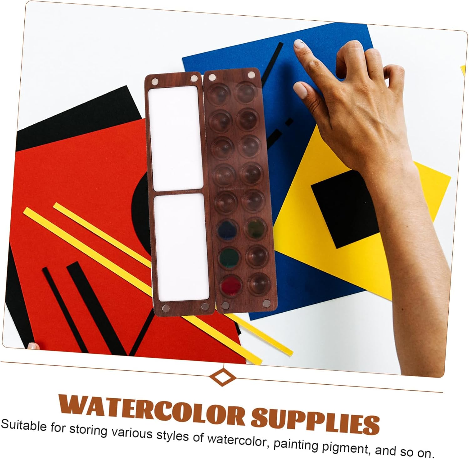 LALAFINA 3pcs Watercolor Palette Lid Paint Storage Containers Wooden Paint Case Pigment Storage Box Pigment Holder
