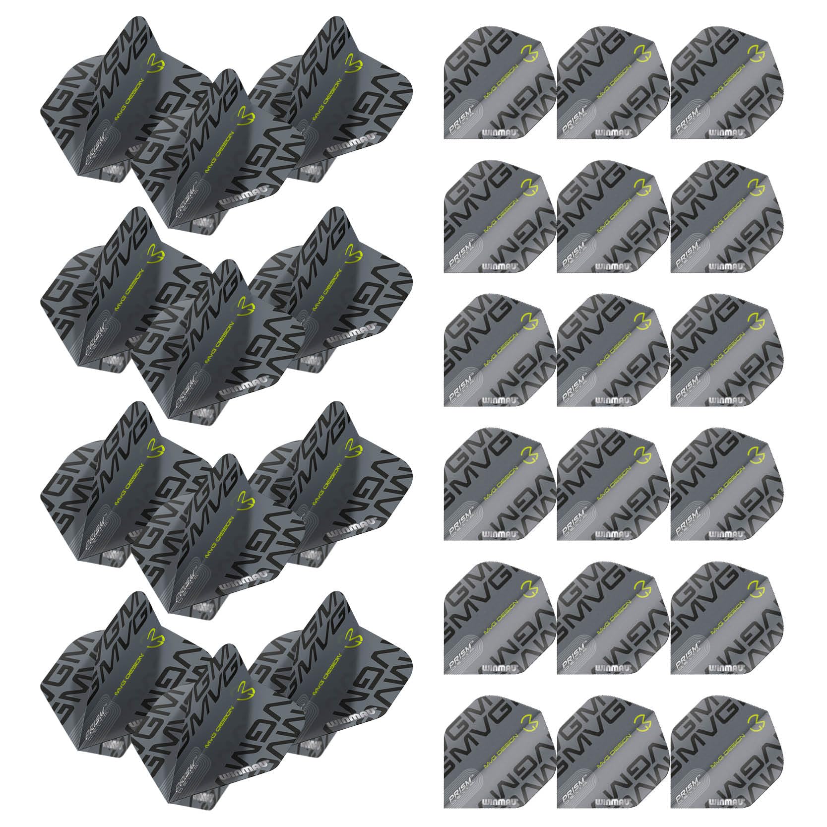 WINMAU Prism Delta Michael Van Gerwen MvG Grey Extra Thick Dart Flights - 10 sets per pack (30 dart flights in total)