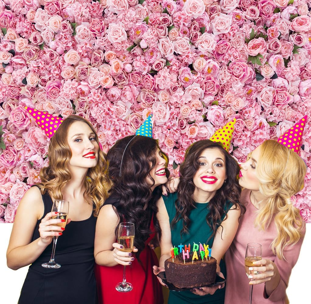 Pink Red Rose Flowers Background Wedding Happy Birthday Day: 8x6ft