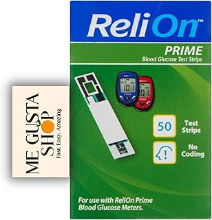 ReliOn Prime Blood Glucose Test Strips, 50 Count (Pack of 01) 50ct toltal + Me Gustas Stickers
