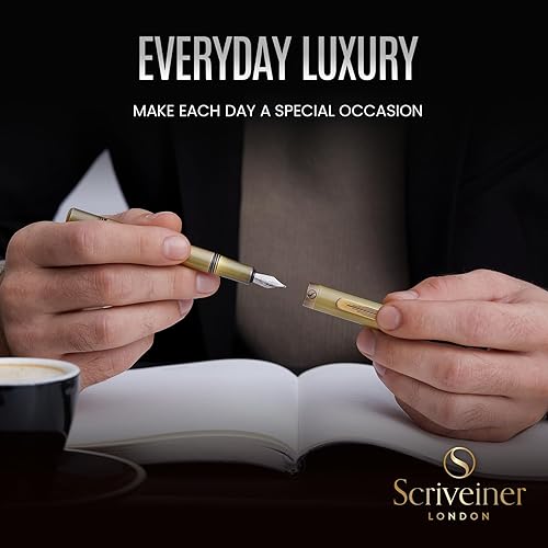 Vista 83 de Scriveiner Pluma estilográfica EDC de lujo (fina), impresionante bolígrafo de bolsillo negro mate, acabado cromado, punta alemana Schmidt, 11. Negro
