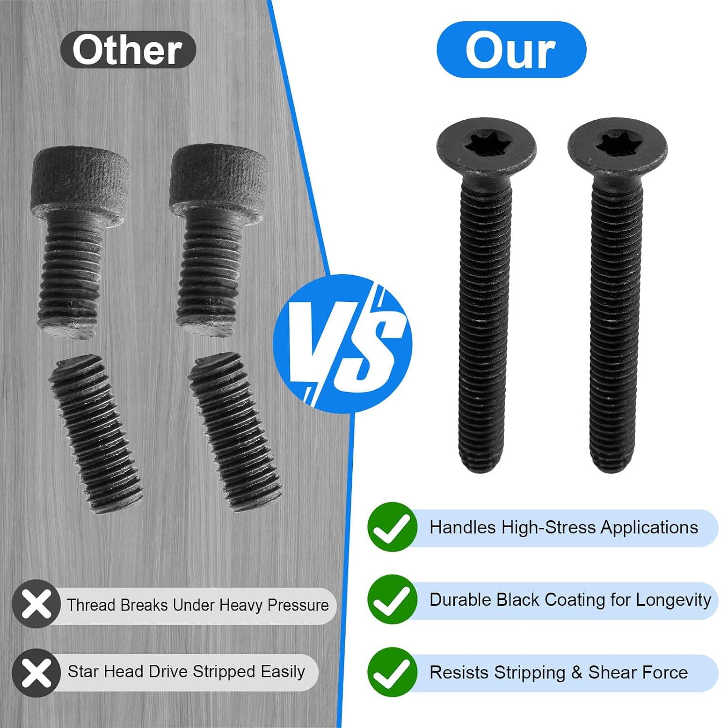 Trailer Deck Screws, 5/16-18 x 2-1/2", Black, 50 Pcs