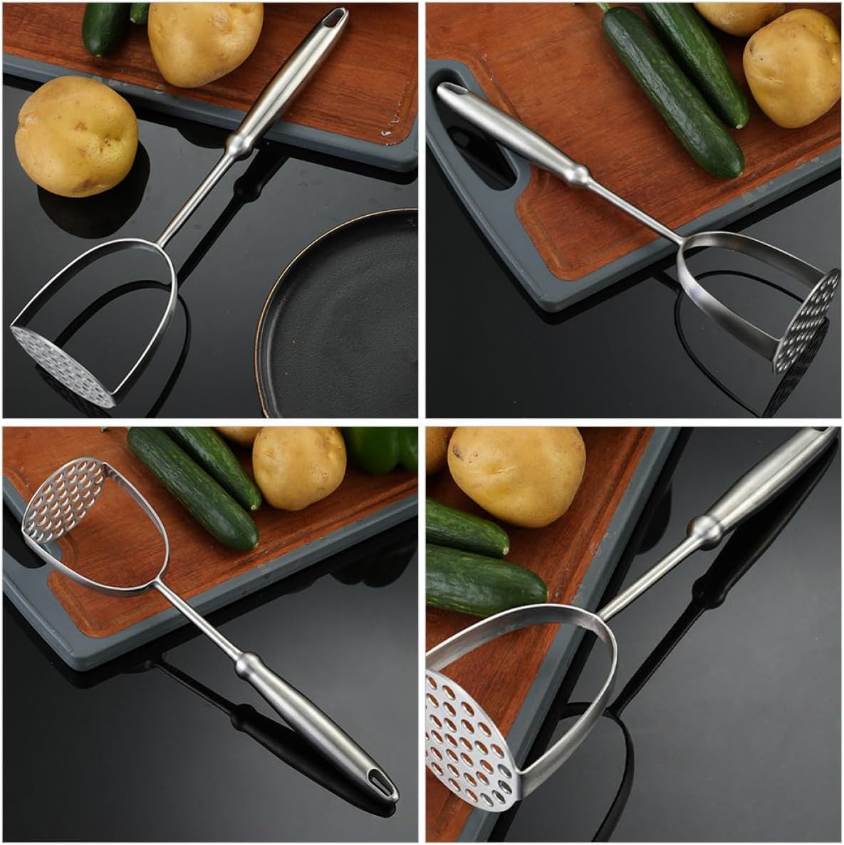 Stainless Steel Potato Masher and Bean Masher Manual Kitchen Tool for Home Use Sturdy 304 Metal for Mashed Potatoes and Avocado