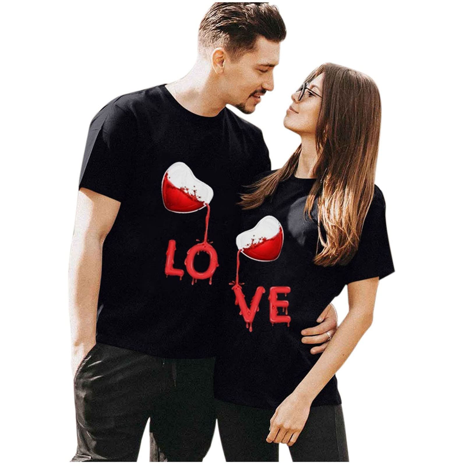 Cokbyavla His and Her Shirt Set for Men Women T-Shirt,Valentine's Day Matching Pajamas Couples Valentine's Day Pajamas His and Hers Valentine's Day PJ's Couples Mens Vale(Men,10Black,M)