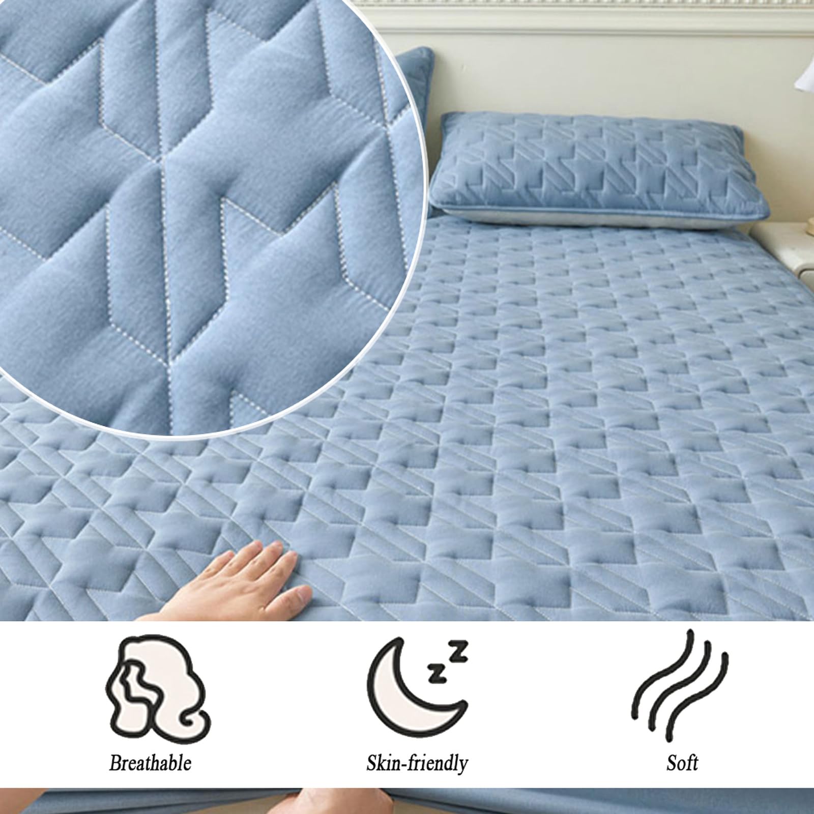 Lenzuolo con angoli impermeabili, 120 x 200 cm + tasca profonda 30 cm, con federa, coprimaterasso di alta qualità per il massimo comfort e protezione