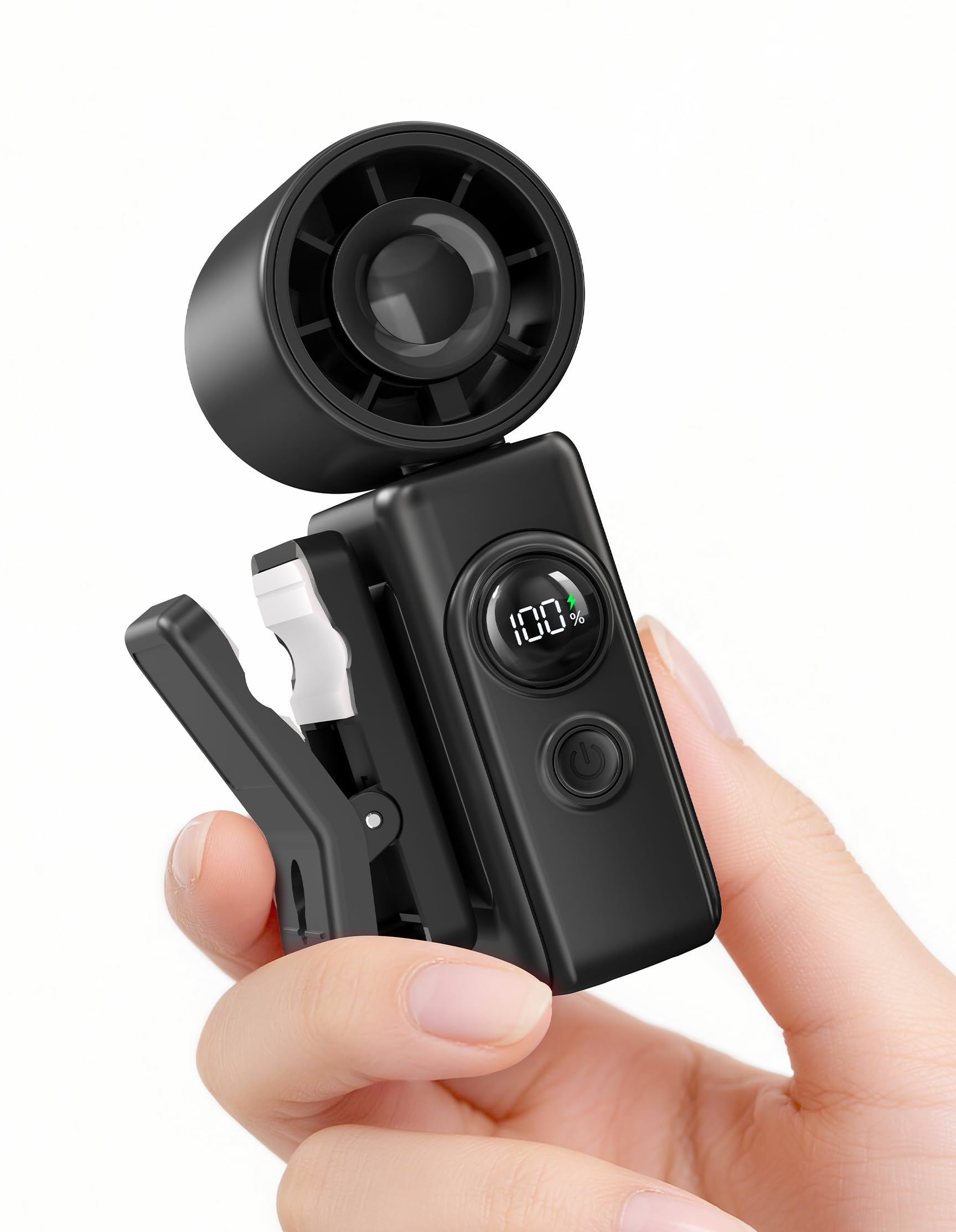 anysun Turbo-handventilator, 13500 RPM Mini Ventilator 118g Leichter mit 360° Clip, Umhängeband und 180° Klappbar, Smart Display Handventilator Akku Aufladbar für Reise Schminken Frauen Konzerte