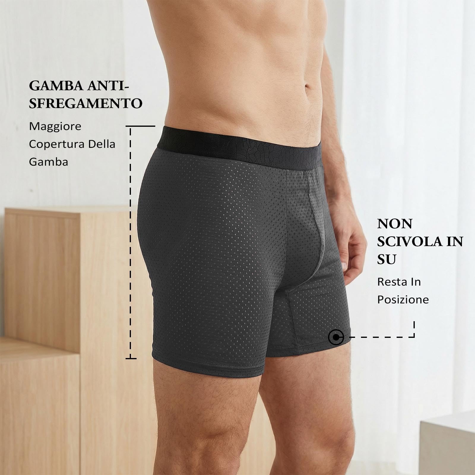 ZAKASA Boxer Lunghi Uomo Mutande: Intimo Uomo Antisfregamento Senza Etichette Morbidi Traspiranti per Estivi Sportivi Quotidiano Pacco da 4
