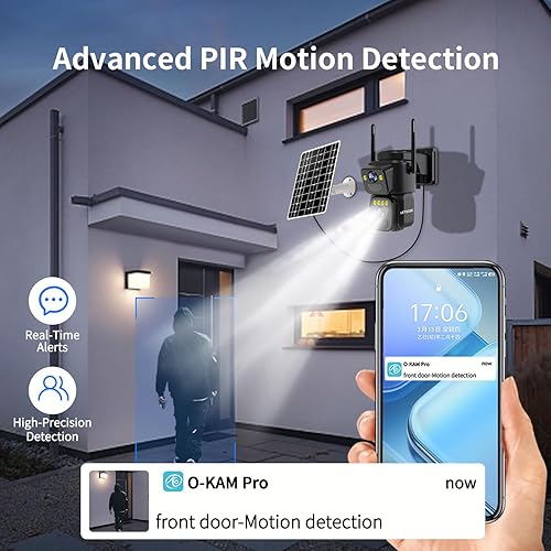 Miniatura 6 de Cámaras de seguridad WiFi para exteriores, cámaras 5G2.4G para energía solar de seguridad en el hogar con doble lente, detección de movimiento,