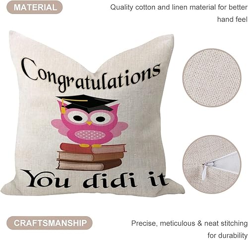 Miniatura 3 de Comfortable Throw Pillow Cover 18x18 Inch Congratulations You Did It Owl Elegant Graduation Cap Diploma Home Decor Throw Pillow Cases Square Linen