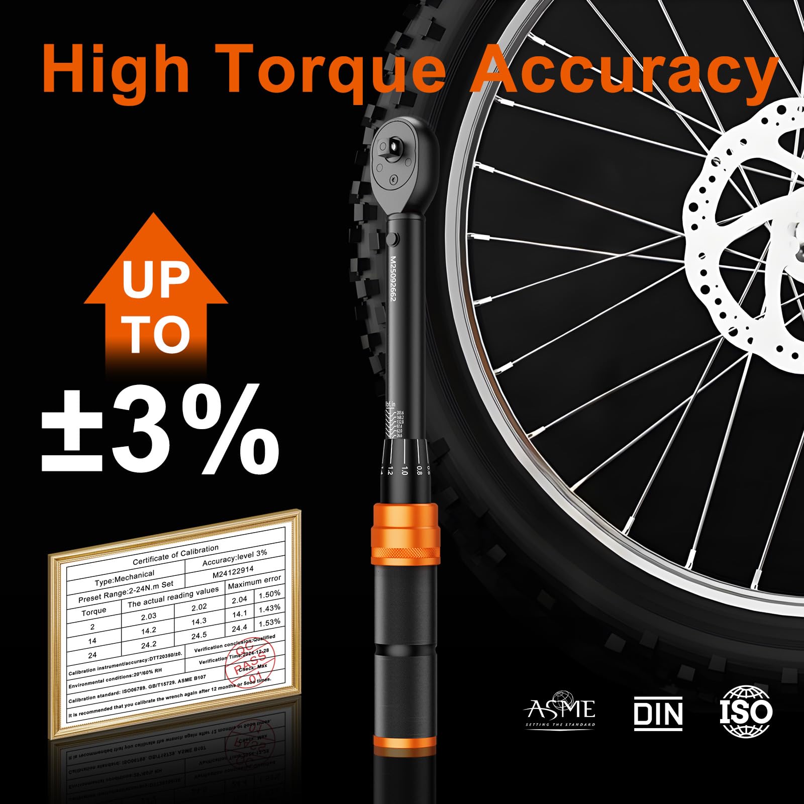 AivaToba Clé Dynamométrique Vélo 1/4", 3-25 Nm, Précision ±3%, Coffret de 43 Pièces avec 41 Douilles et Embouts, Rallonge et Joint Cardan pour VTT et Vélo de Route | 43 pièces ± 3 % Click Clé dynamométrique avec 41 douilles et embouts, articulation univer
