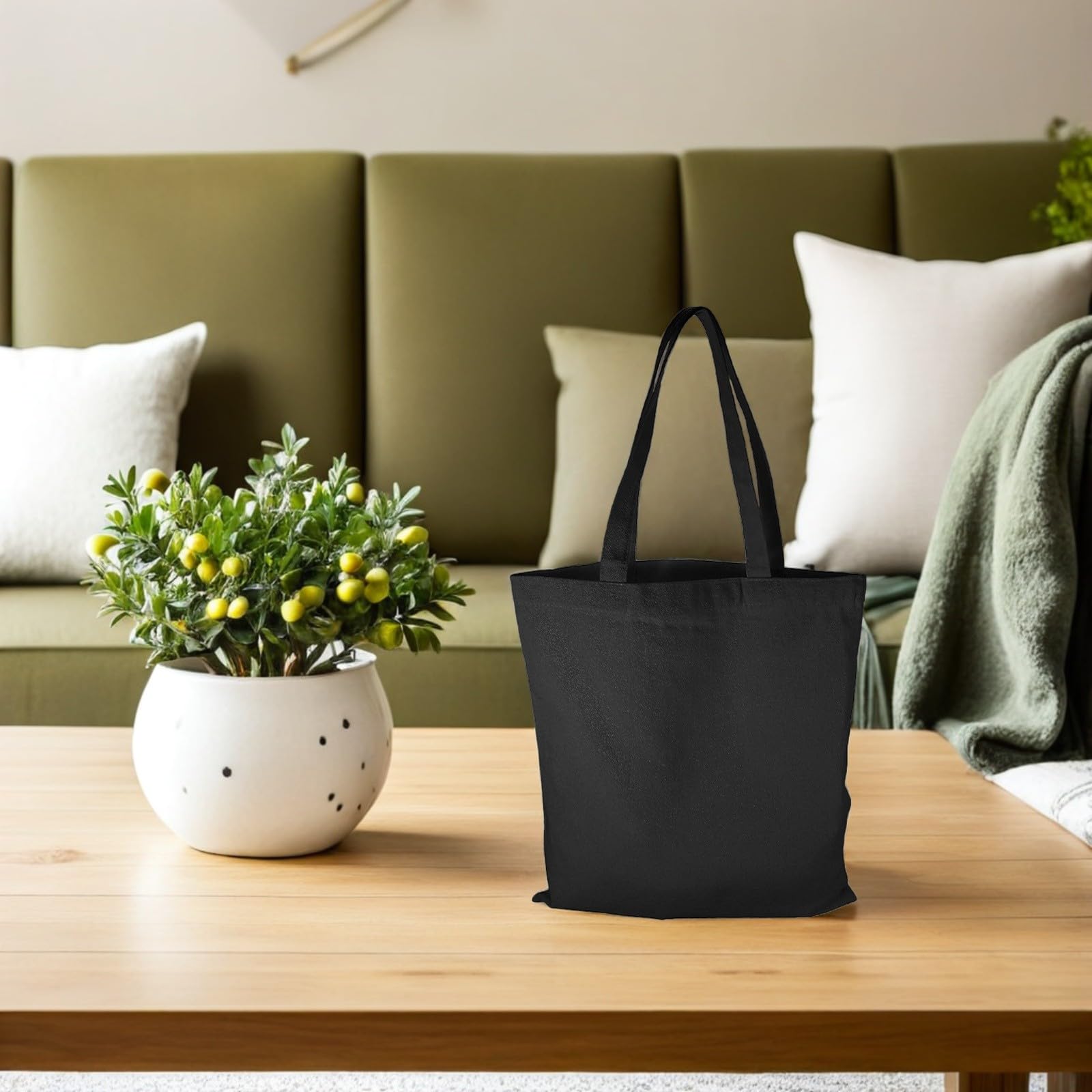 Bolsas de Mano de Sublimación de Lona Negra 40x35 Cm 8 Unidades Lavables Reutilizables para Pintar y Bolsa de Supermercado Multiusos para Compras y Manualidades