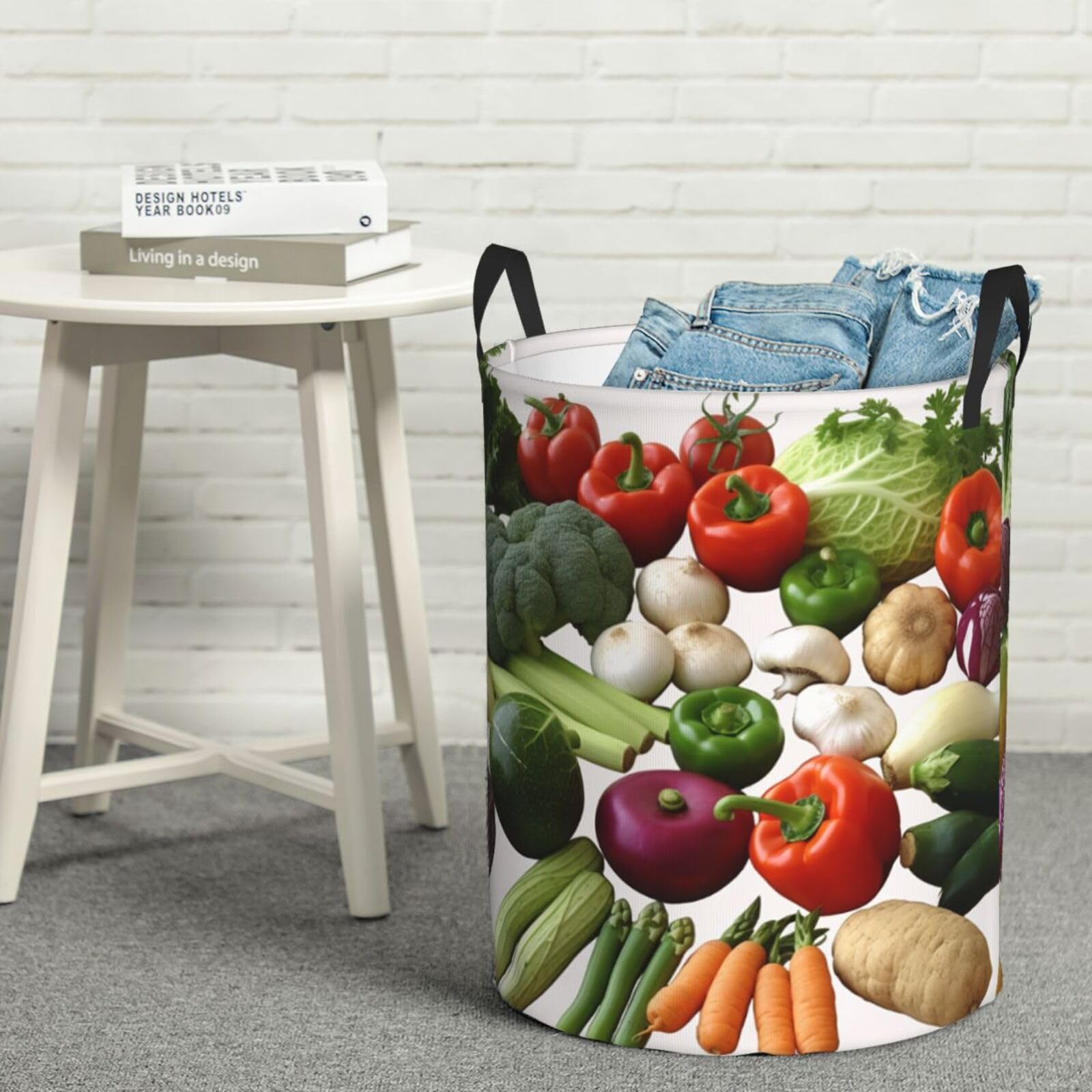 Panier à linge à légumes pliable avec poignées et bac de rangement imperméable vêtements et jouets