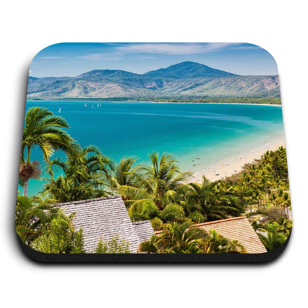 Destination Vinyl Ltd Multicolor 1 X Square Mdf Fridge Magnet - Port Douglas Beach Australia 2608