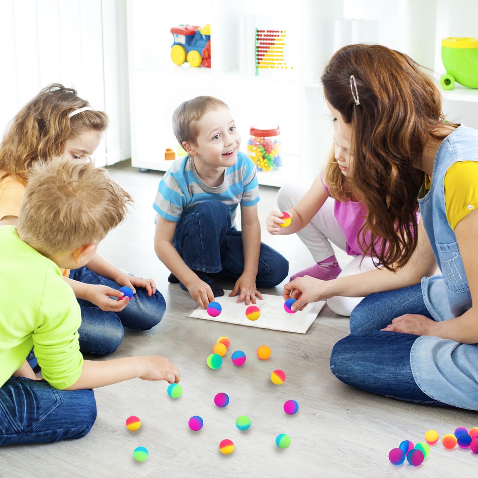 Paquete de 30 bolas inflables para niños, bolas de rebote de goma grandes de 1.8 pulgadas/1.772 in, bolas de rebote alto, colores surtidos para niños y niñas, regalos de fiesta de cumpleaños y 6
