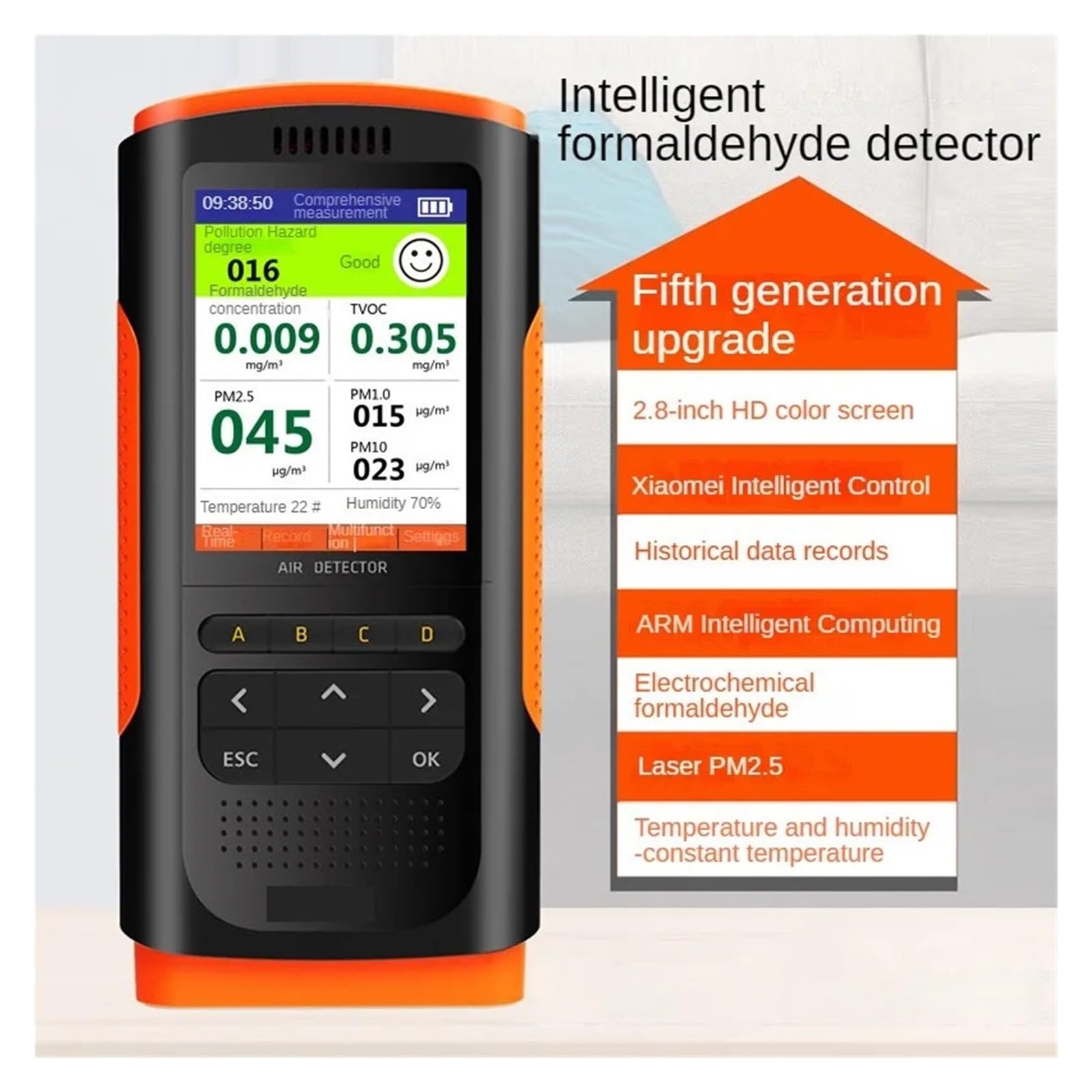 Detektor formaldehydu Monitor jakości powietrza w domu PM 2.5 Przenośny miernik temperatury i wilgotności Tester zanieczyszczenia powietrza pyłem Odczyt w czasie rzeczywistym
