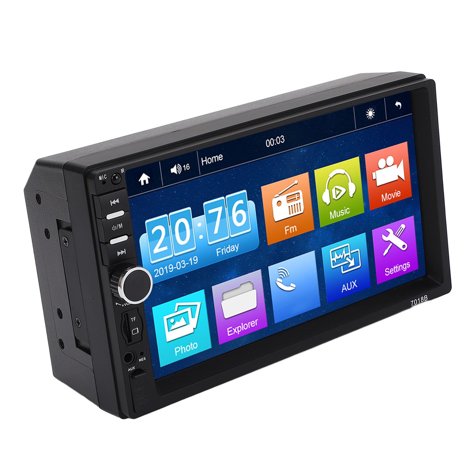 Unità principale auto con touchscreen da 7", compatibile con CarPlay, ingresso AUX, lettore MP5, ricevitore multimediale per auto (Yctzex10z7twpsg-13)