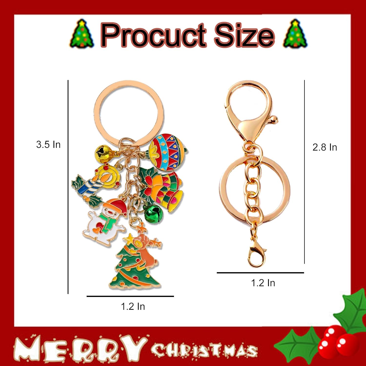 Christmas Tree Keychain, 3.5'' Mini Bag Charms with Christmas Tree, Snowman Pendants for Women Handbags Purse charms Bag Accessory Holiday Decoration - Image 2