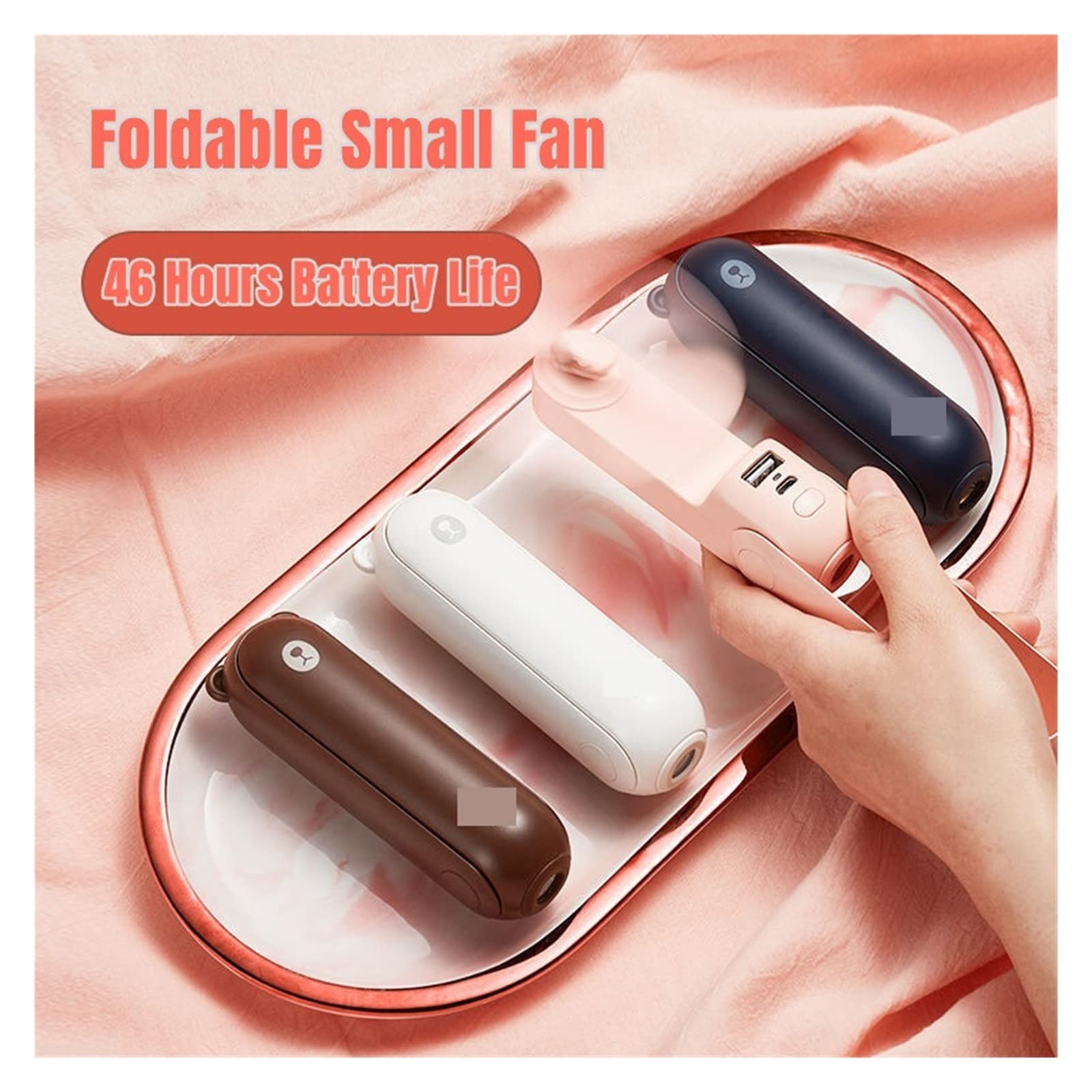 Ventilatore portatile USB portatile, mini ventilatore elettrico ricaricabile, silenzioso ventilatore di raffreddamento tascabile con luce per eventi e uso esterno