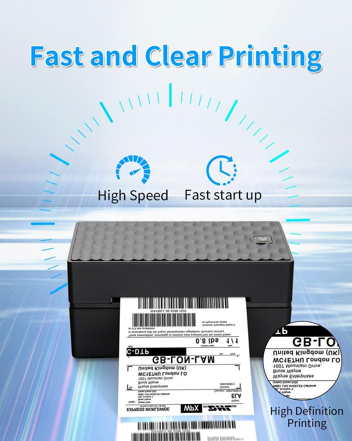 SLCZCZ Thermal Label Printer, 4x6 Shipping Label Printer for Small Business, Bluetooth Label Printer for Shipping Packages, Compatible with iOS, Android, Windows, Mac, UPS, USPS - Black