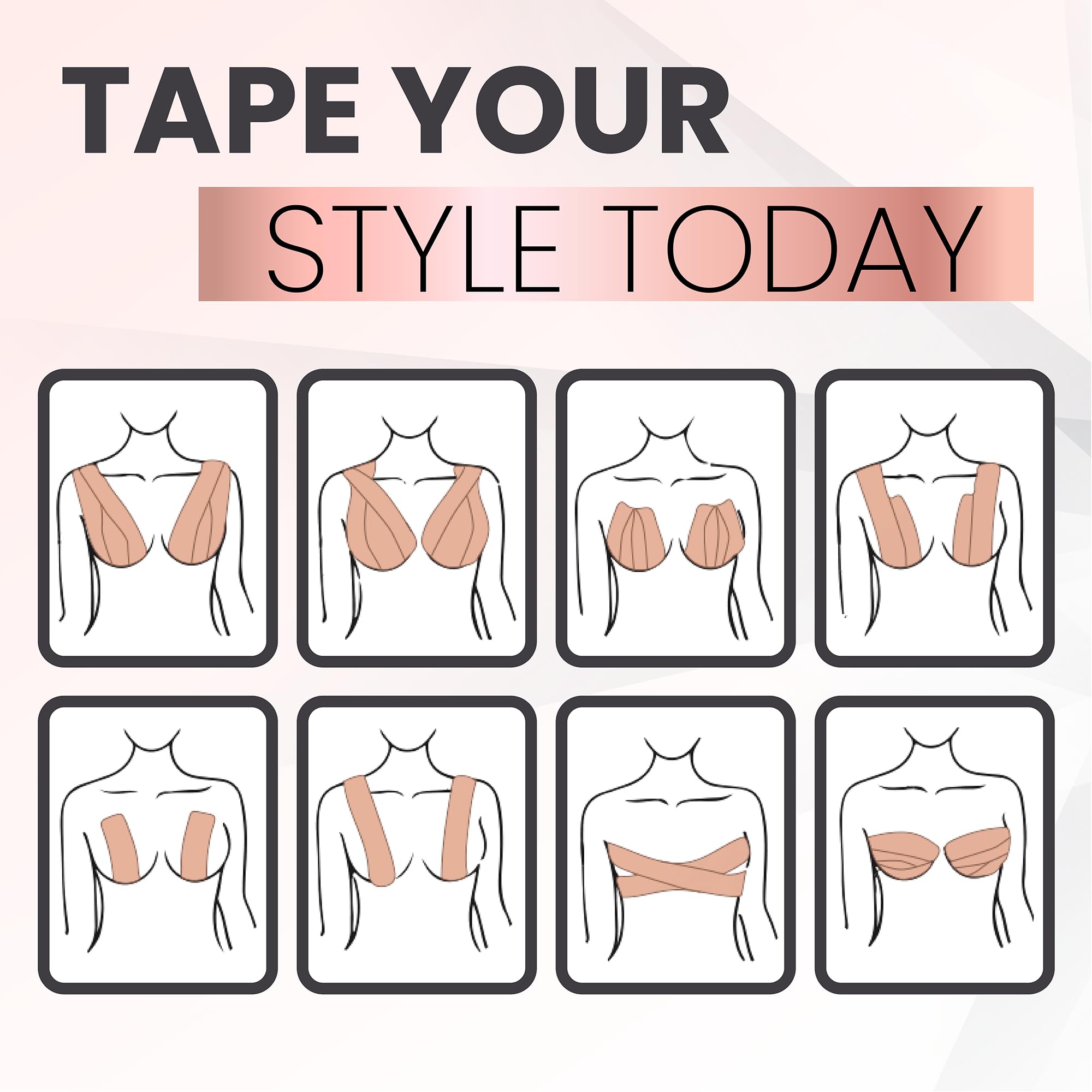 FEMME FÉROCE 3 in 1 Boob Tape Kit for Women - Breast Lift Tape Roll with Reusable Nipple Pasties Tin Box and 12 Fashion Tape Strips - Backless Saree Lehenga Womens Wear Support - Beige 1