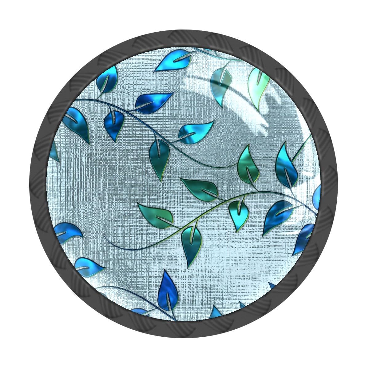 MSINMKOK 4 Pack Drawer Knobs Stained Glass Blue Leaves Crystal Glass Round Knobs Pulls Handles for Cabinets Dressers Kitchen Bathroom - Cupboards