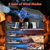 Vista 5 de Plumero de aire comprimido, soplador turbo de 350,000 RPM con pantalla LED y luz, mini escoba de aire ajustable de 4 engranajes, plumero de aire