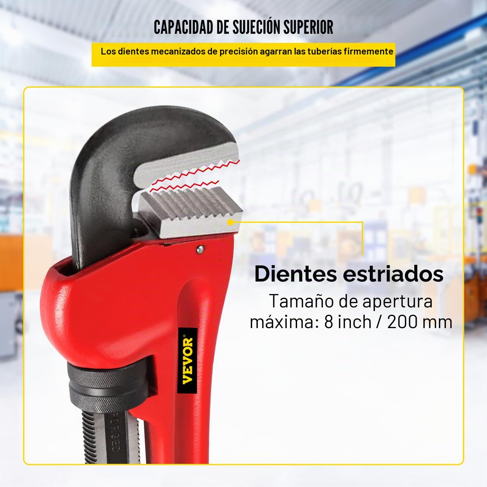 VEVOR Llave de Hierro fundido para tubos de 152,4 cm llave de garra de mandíbula de 200 mm llave para tubos de plomería ajustable resistente para grifo de fregadero, inodoro, escurridor, baño, cocina