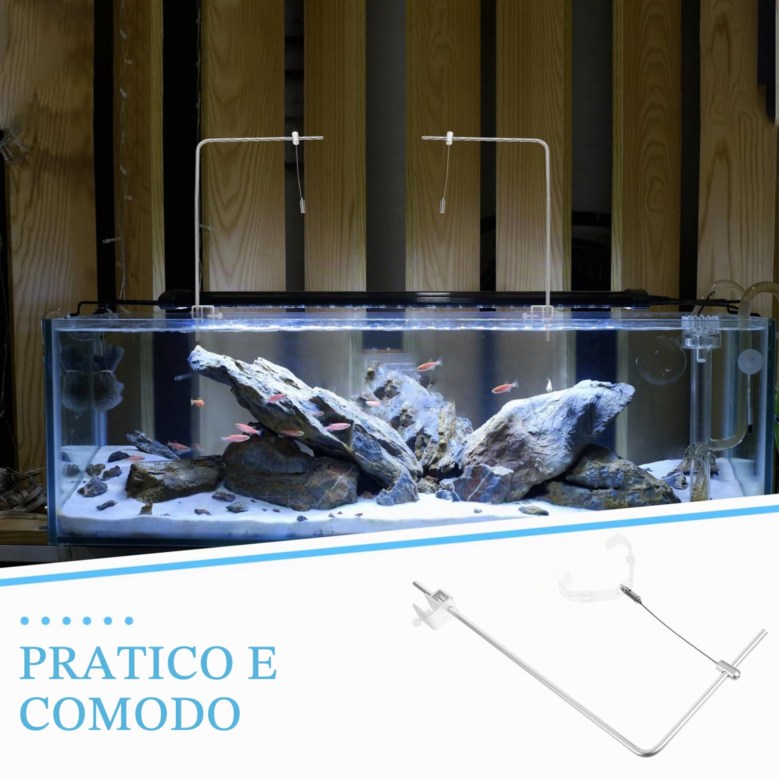 BESPORTBLE Serratura Di Montaggio Della Luce Dell'acquario Da 2 Pezzi: Supporto Per La Luce Dell'acquario Regolabile In Lega Di Alluminio Per L'acquario Di Acqua Dolce E Serbatoio Di Acqua