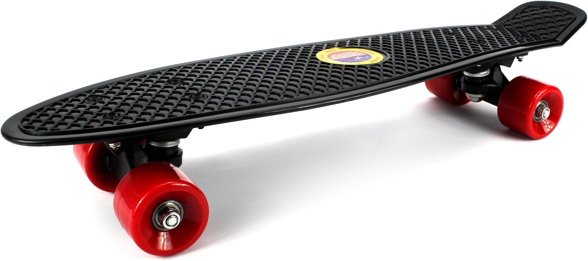 Lightweight Street Cruiser Complete 22" Inch Banana Skateboard w/ Bushings, ABEC-7 Bearings (Black)