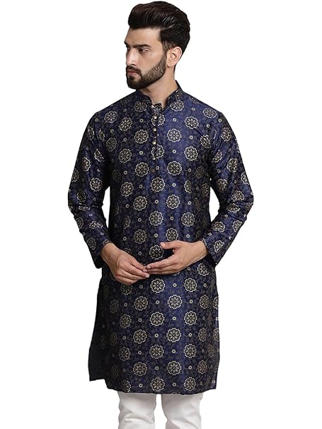 SOJANYA Since 1958 Men Silk Blend Regular Fit Print Design Only Long Kurta