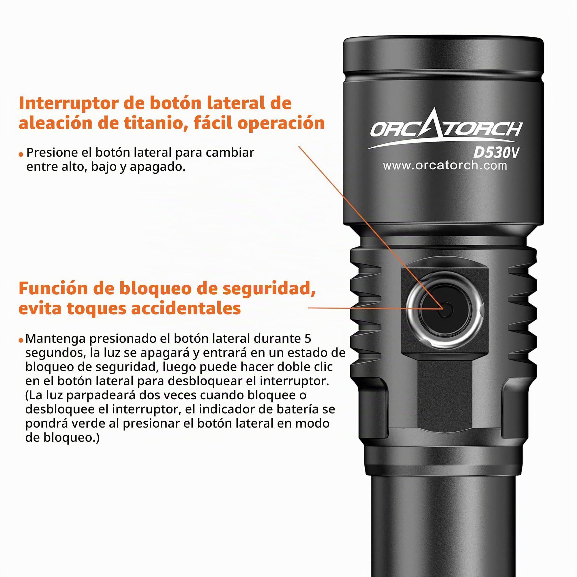 ORCATORCH D530V - Luz de buceo de 1200 lúmenes, haz súper amplio de 140 grados, 150 metros, IP68, con indicador de batería y rótula