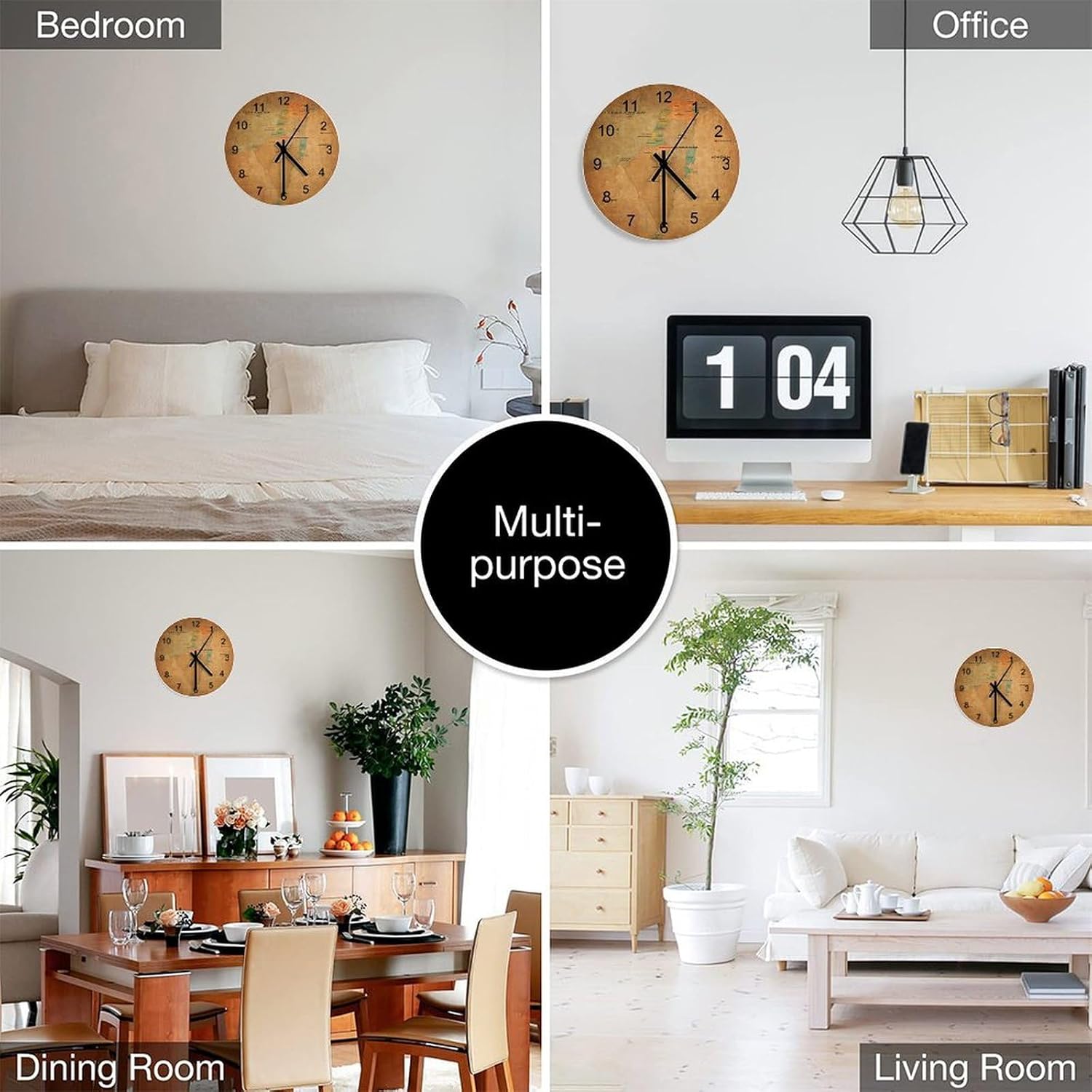 Map of Israel Wall Clock Silent Non-Ticking Wooden Clocks, Suitable for Home/Office/School Clock