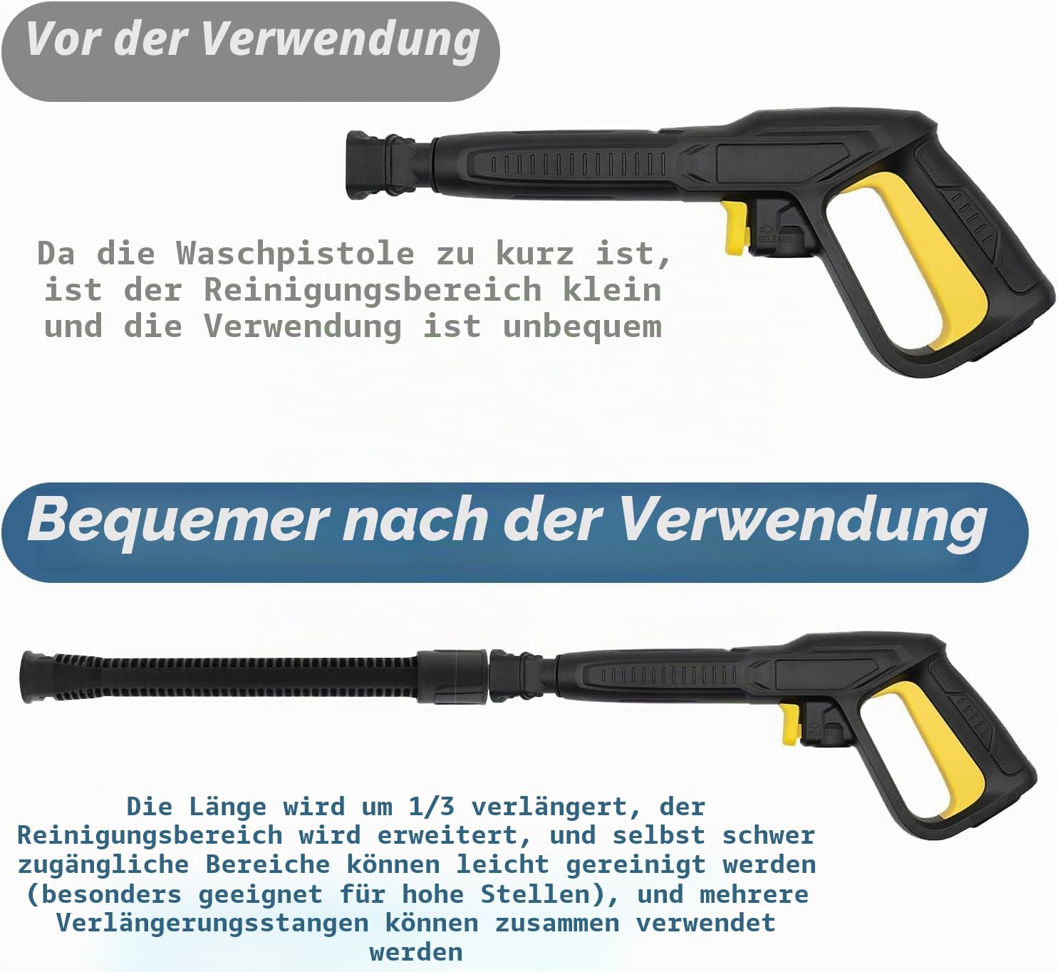 Düsenlanze Erweiterung | 0,4m Verlängerung | Kompatibel mit Karcher K2-K7 | Vergrößert die Reichweite Ihres Hochdruckreinigers (2 pack)
