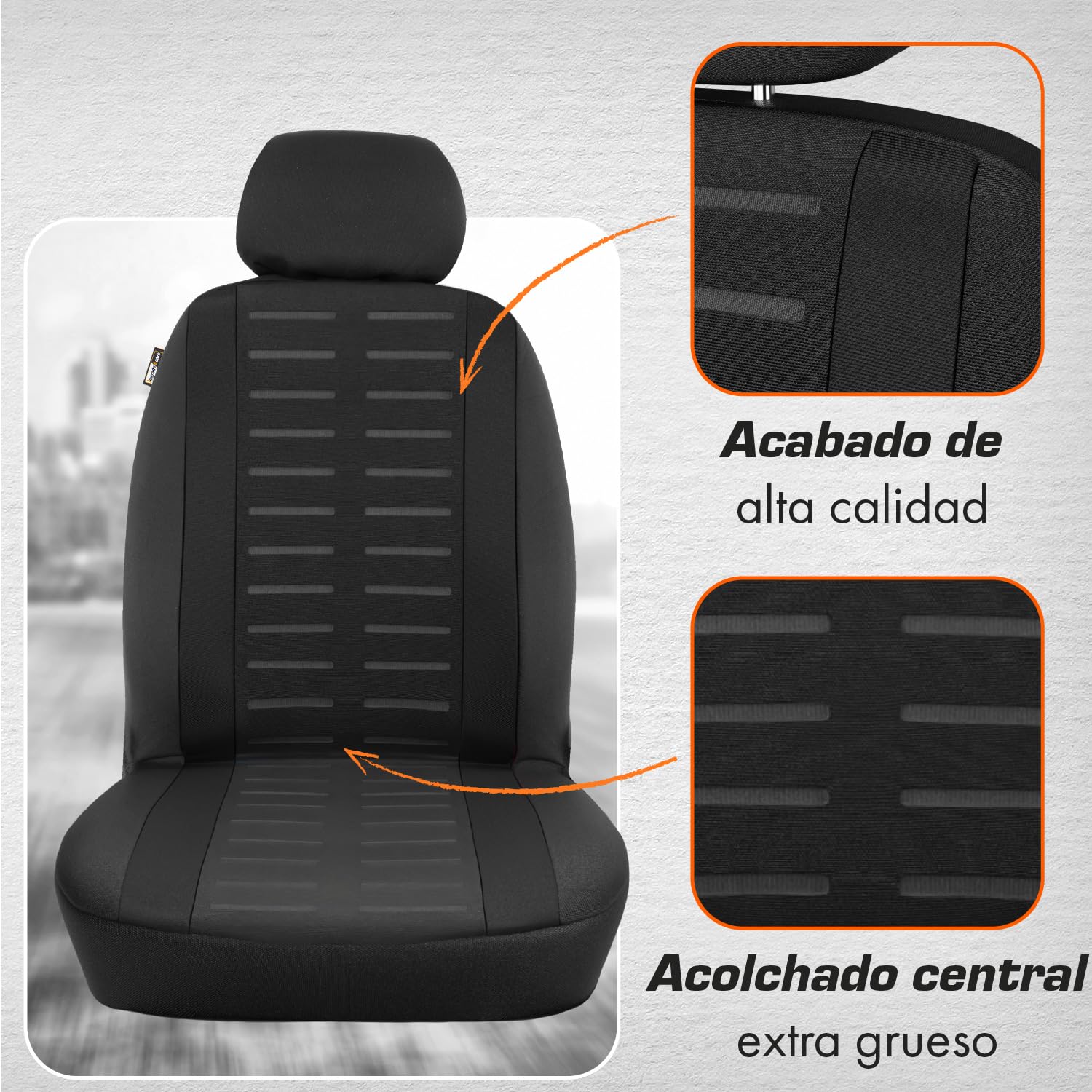 Upgrade4cars Fundas Asientos Coche Universales Negro | Cubre Universal | Protector de Asiento Delantero para Delantero y Trasero | Accesorios Interior Decoracion