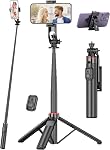 51" Selfie Stick Tripod, Extendable 4 in 1 Aluminum Phone Tripod with Wireless Remote & Detachable Phone Holder Cell Phone Tripod Stand Portable Travel Tripod Compatible with iPhone 16/15/14/Android