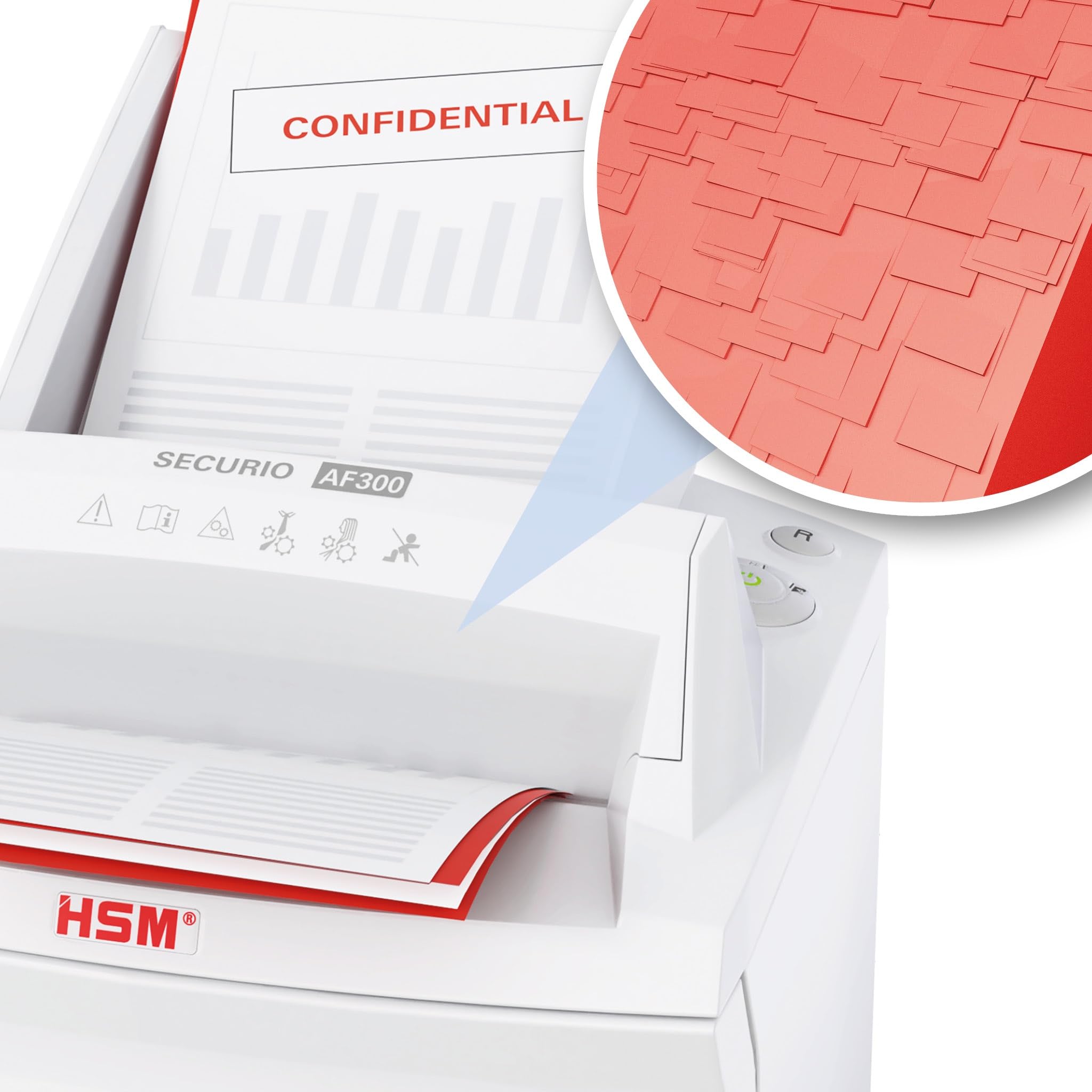 HSM SECURIO AF300 Office Autofeed Destructeur de Documents, Niveau de sécurité P4, Coupe en Particules, 300 Feuilles Automatique, Conforme au RGPD