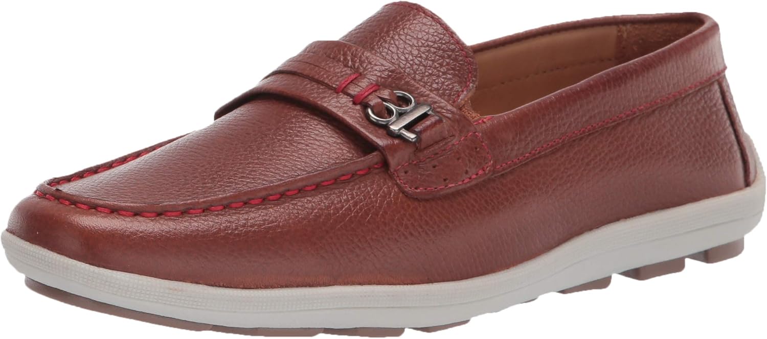 Driver Club USA Unisex-Child Kids Boys/Girls Genuine Leather Driving Loafer with Rope Anchor Detail