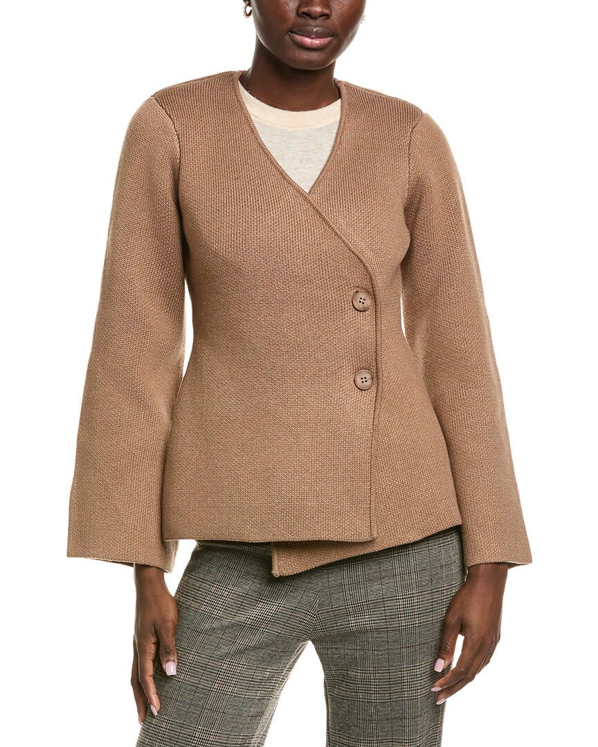 endless rose Womens 2-Button Cinched Wool-Blend Sweater Cardigan Xs Brown