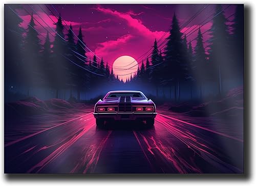 Unique Synthwave Style Retro Art, 80s style art, framed poster print, guest room art, cool living room art, Art Decor, poster Prints