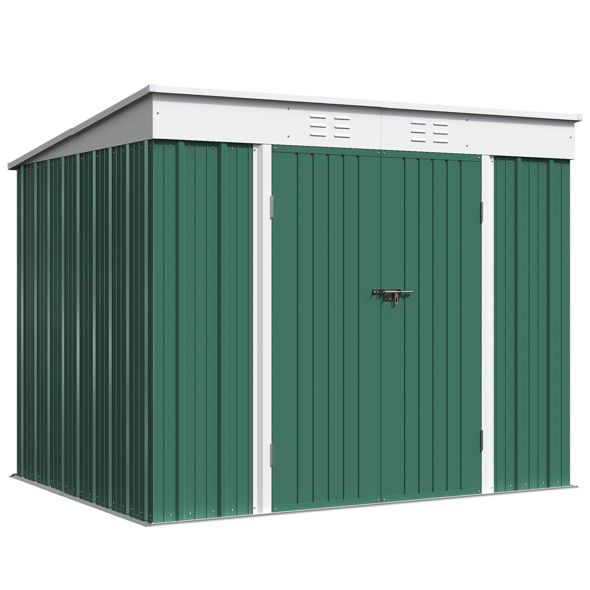 Greesum Outdoor Storage Shed 6 x 8 ft. Utility Tool Shed Metal Storage Garden Shed with Door & Lock for Patio Storage, Green