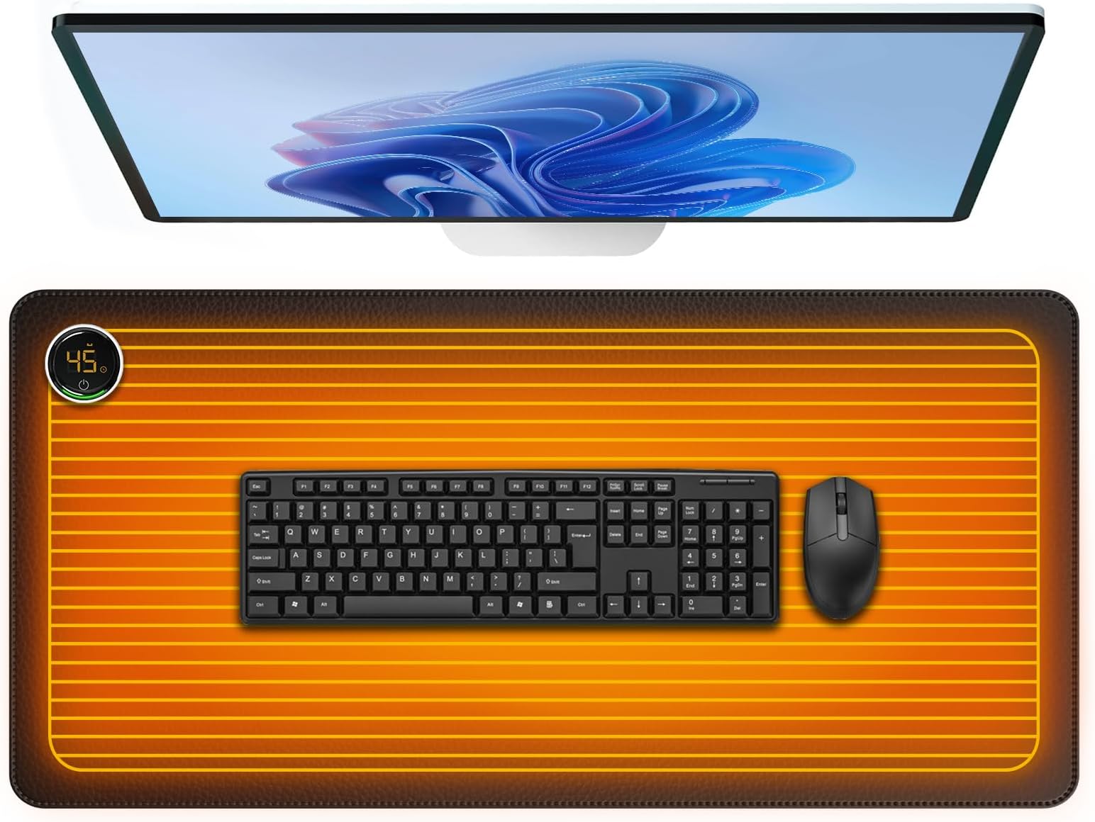 Heated Desk Pad, Warm Mouse Mat with 3 Heating Levels & 6