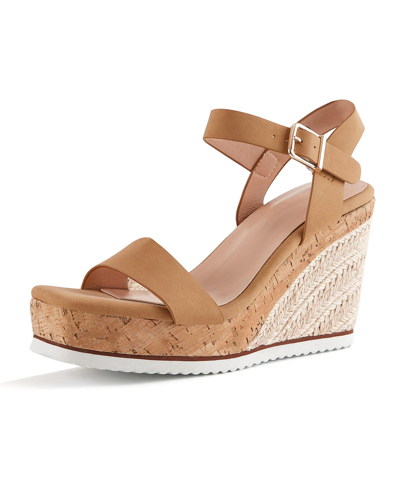 Women's Espadrille Wedge Platform Sandals Open Toe Ankle Buckle Strap Casual Summer Shoes