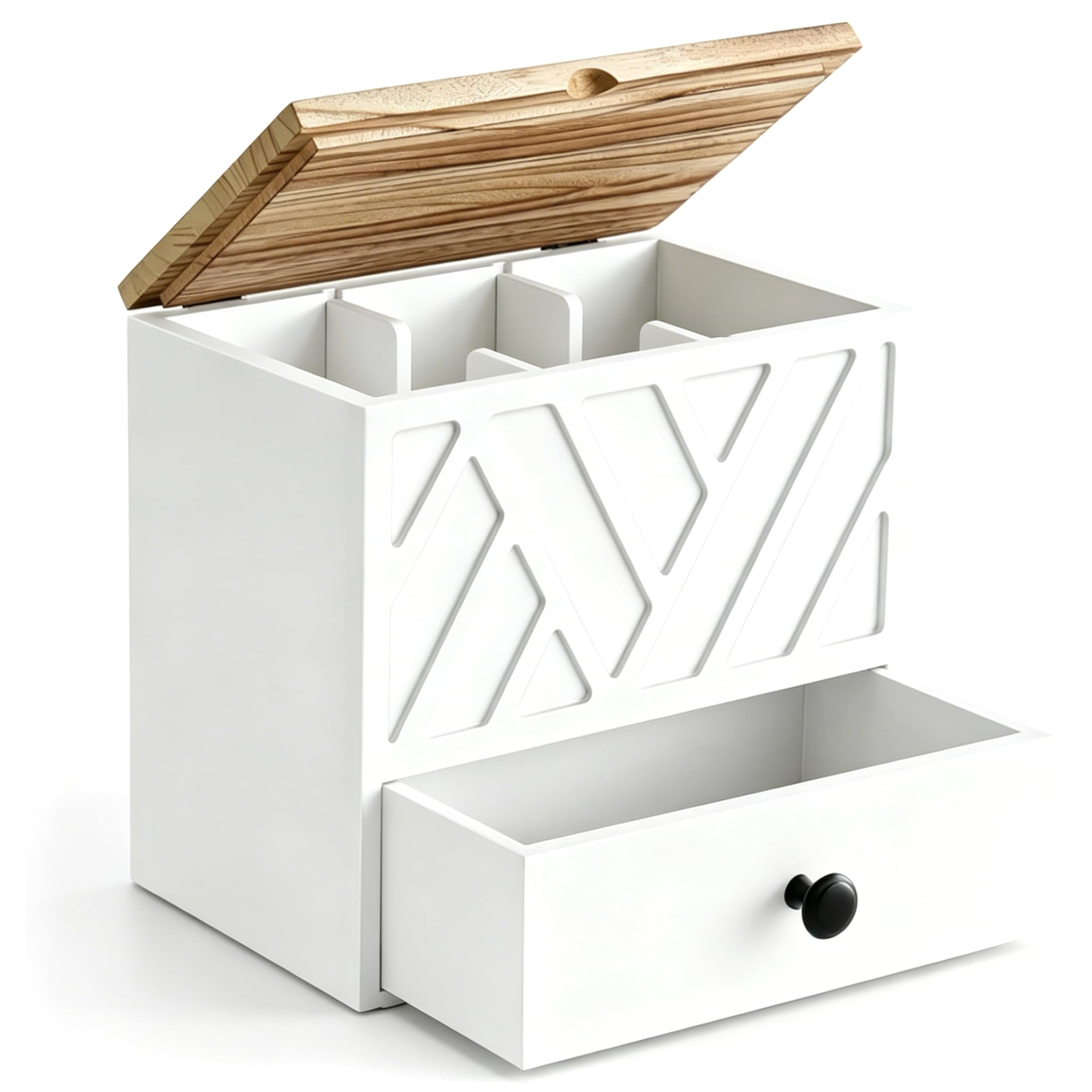 Pad Holder for Bathroom, 3-compartment Tampon Organizer, White